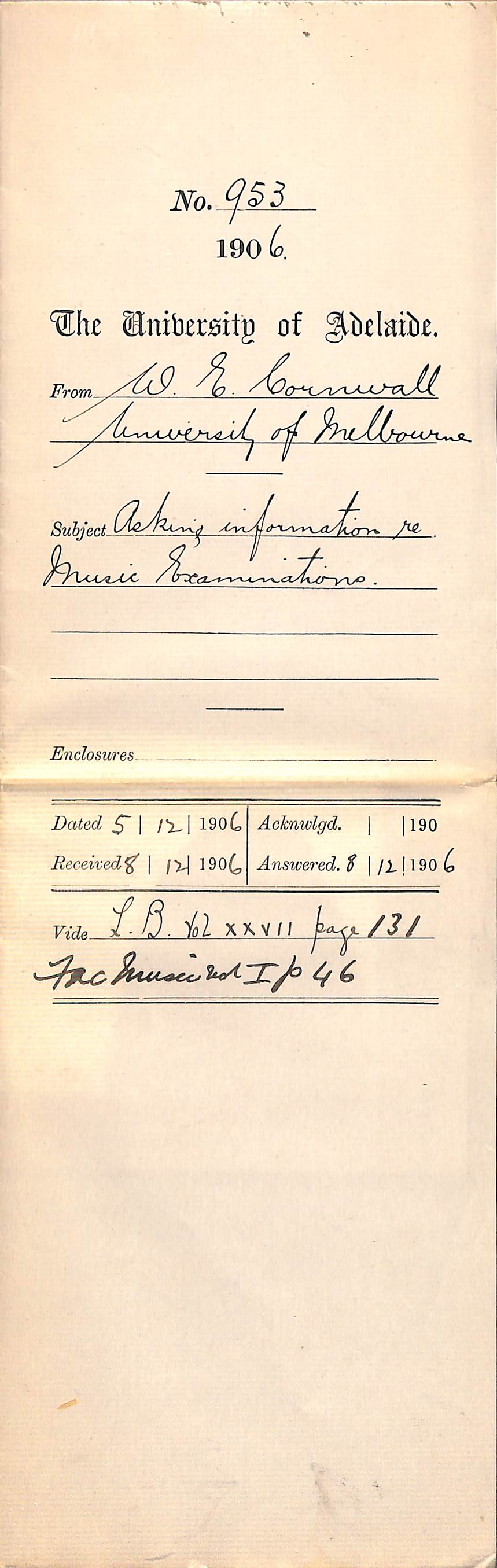 Asking information re Music Examinations