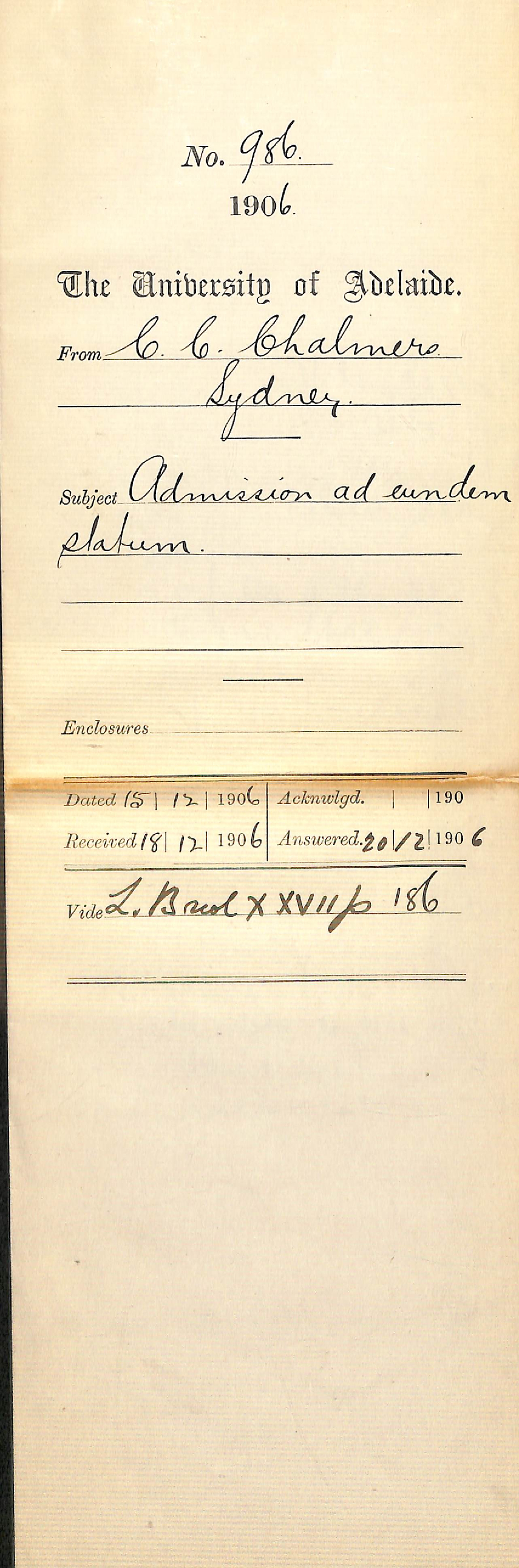 Admission ad eundem statum