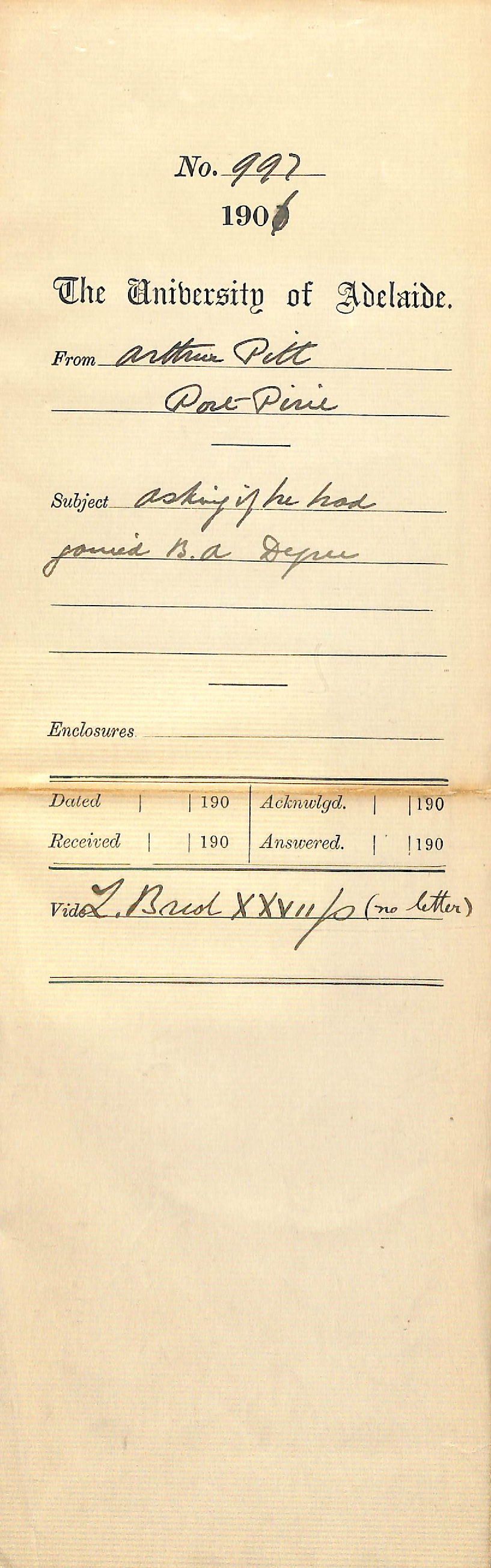 Asking if he had gained B A Degree