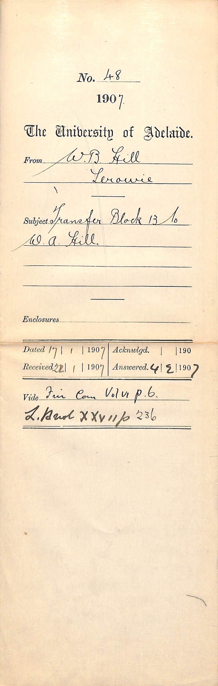 W B Hill - Terowie - Transfer Block 13 to W A Hill