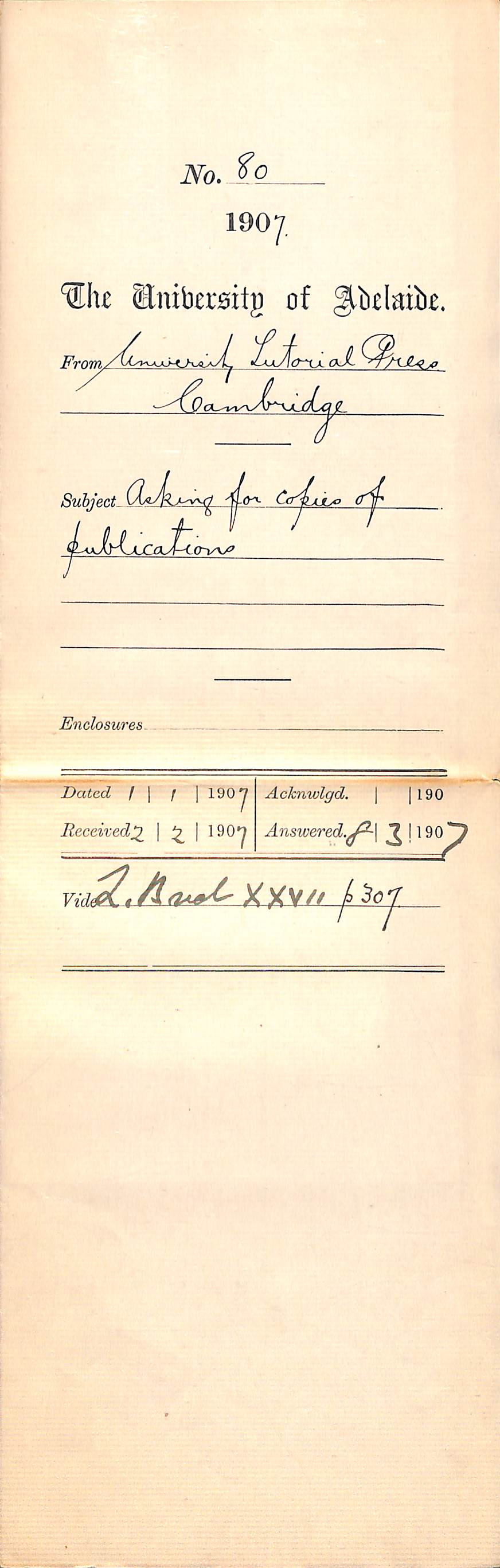 University Tutorial Press Limited - Cambridge - Asking for copies of Publications