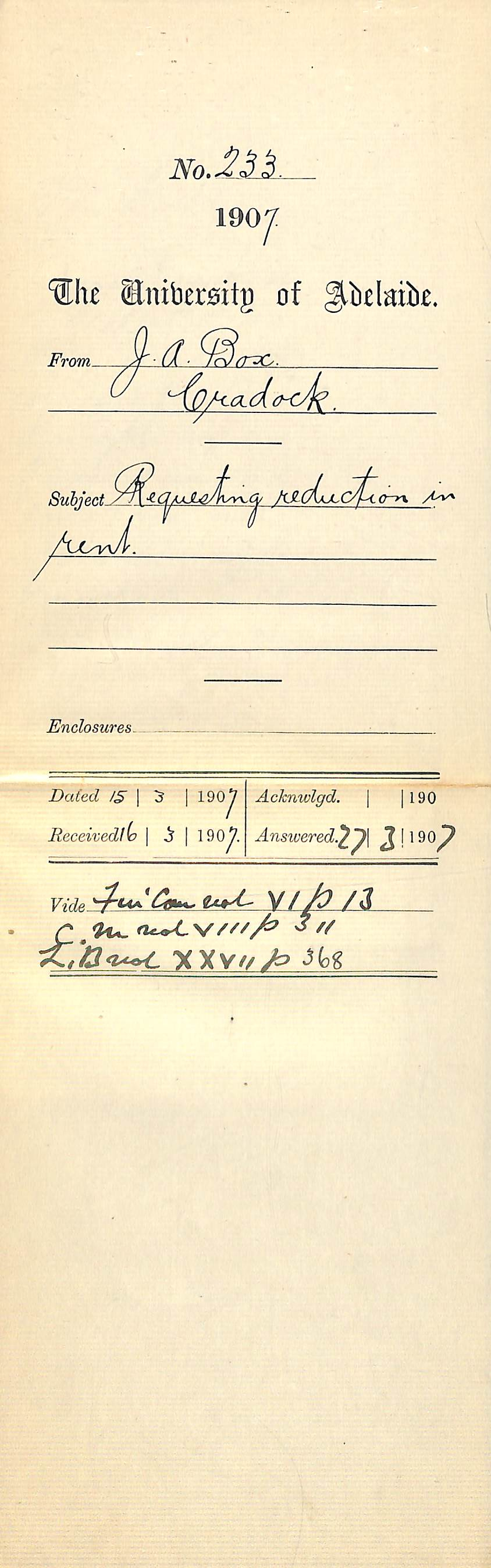 J A Box - Cradock - Requesting reduction in rent