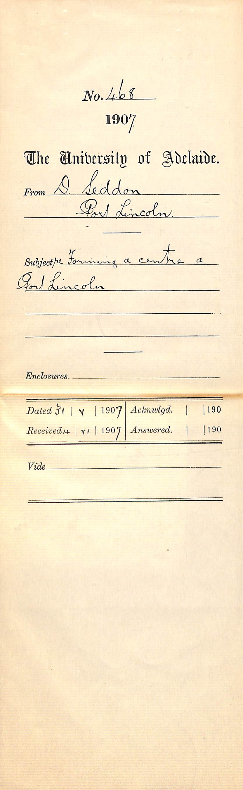 D Seddon - Port Lincoln - Forming a centre at Port Lincoln