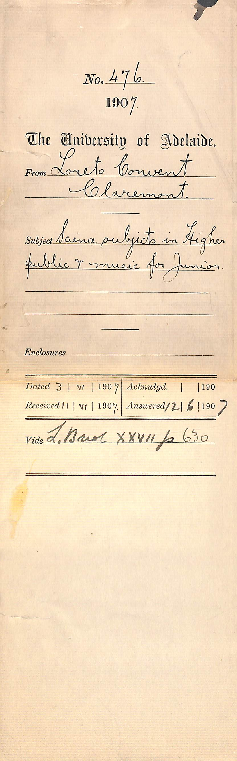 Loreto Convent - Claremont, Western Australia - Science subjects in Higher Public and music for Junior