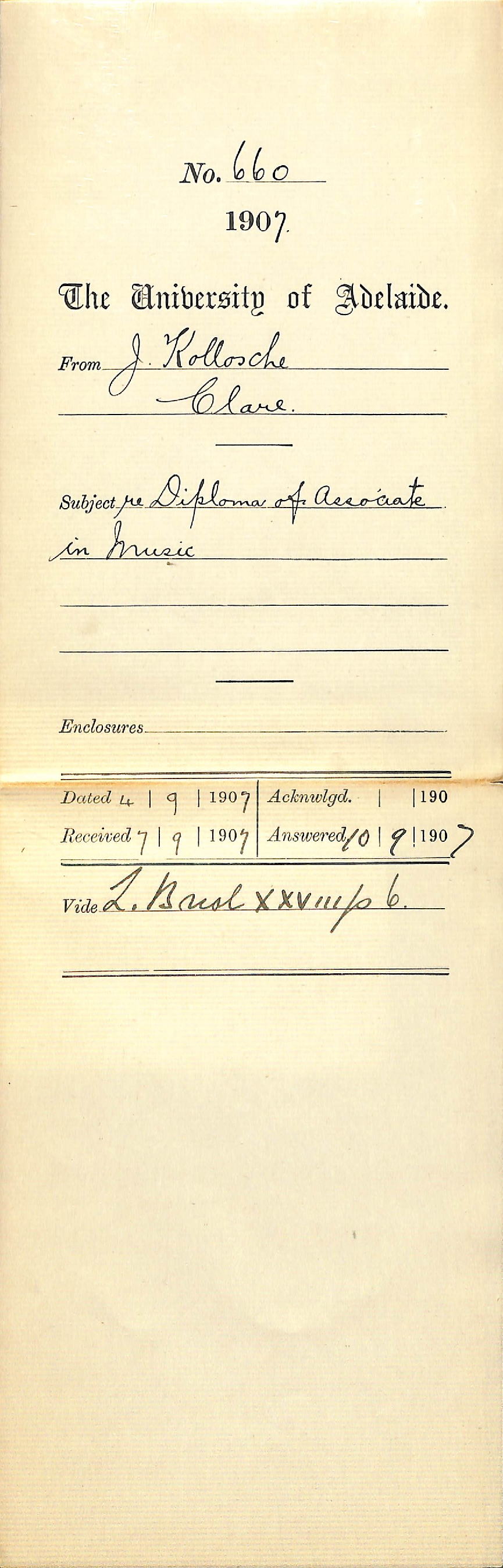 J Kollosche - Clare - Diploma of Associate in Music