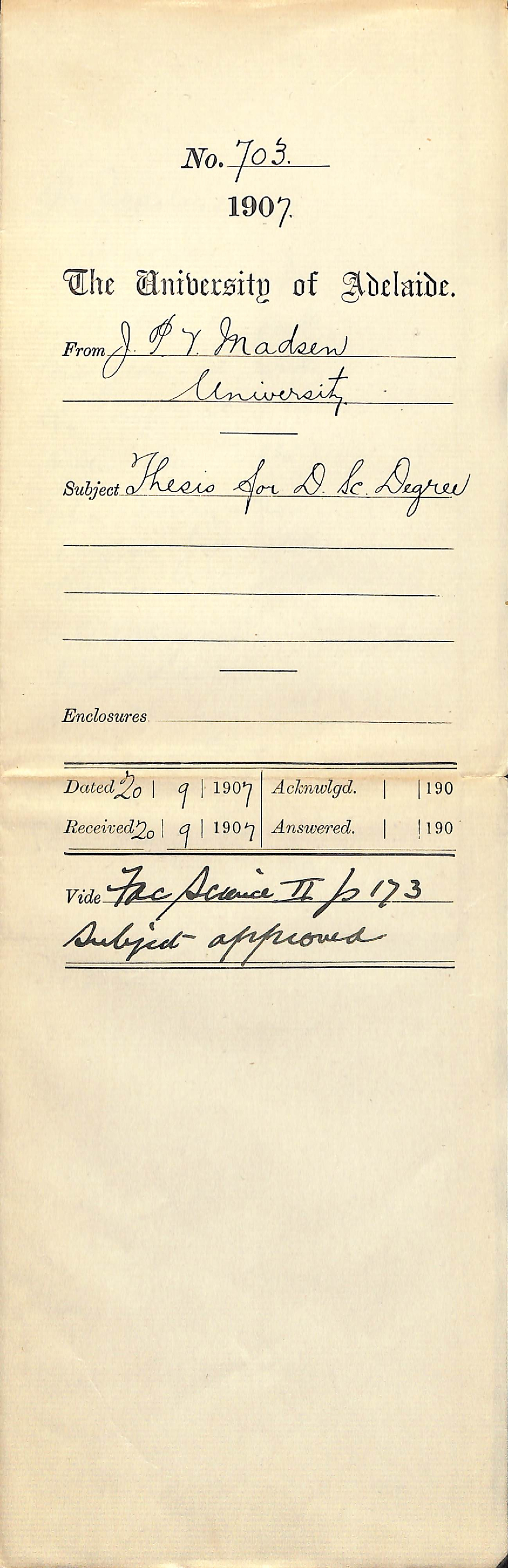 John Percival Vissing Madsen - University - Thesis for DSc Degree