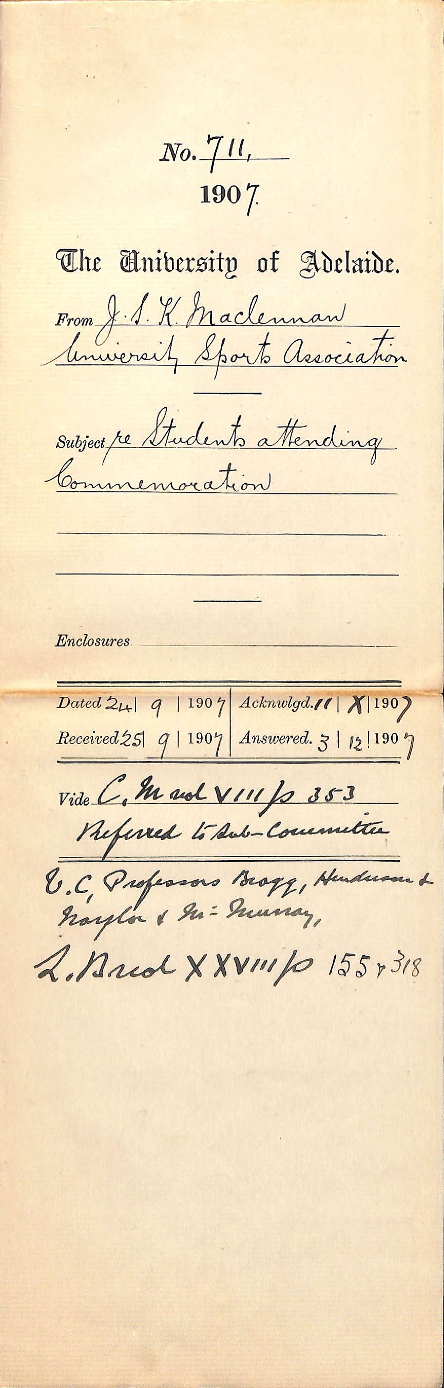 J S K Maclennan - University Sports Association - Students attending commemoration