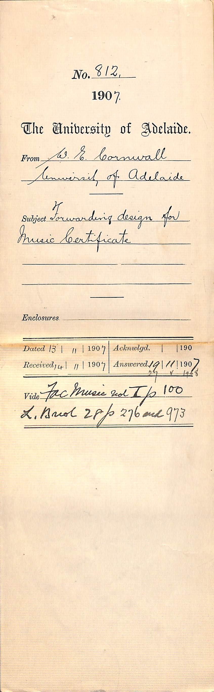 W E Cornwall - University of Adelaide - Forwarding design for Music Certificate