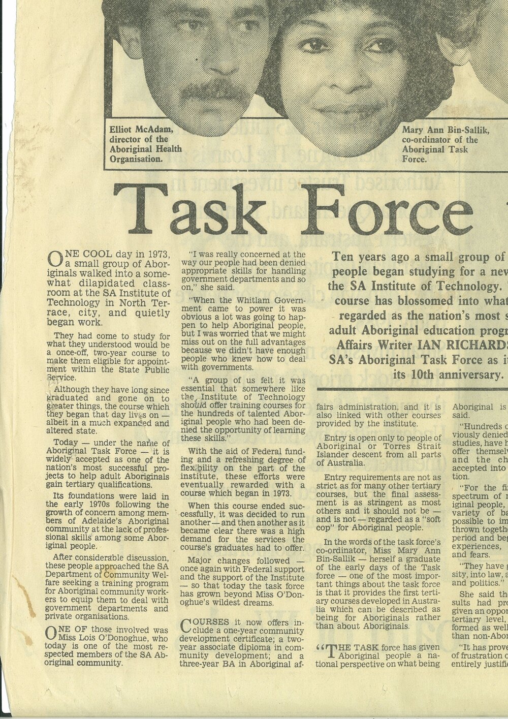 Aboriginal Task Force - a success story