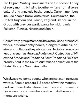 Migrant Writing Group