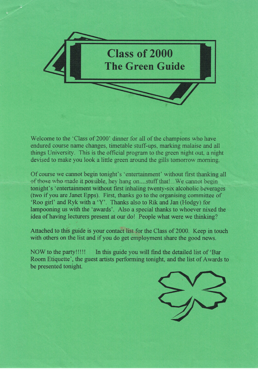 Unofficial Graduation Document: Library Studies Year 2000