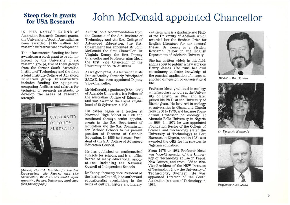 UniSA's first Chancellor