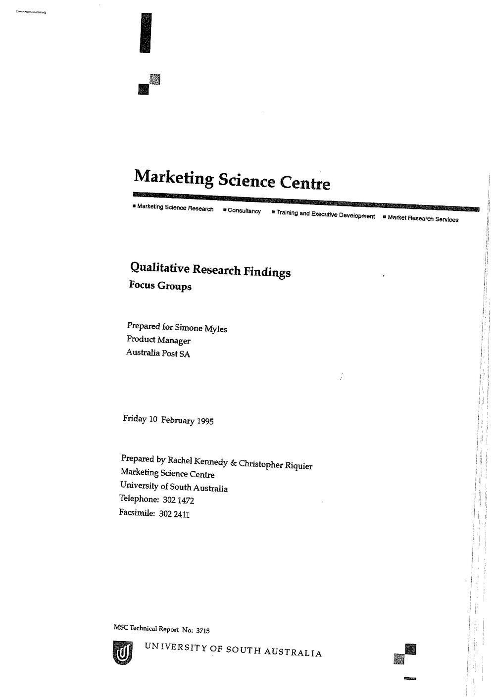 Focus Group Findings Cover Page