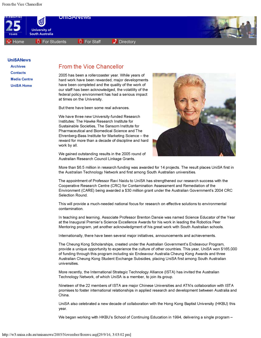 UniSA News November 2005