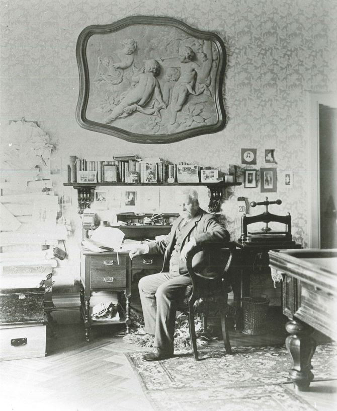 Robert Barr Smith in his study at Auchendarroch, 1900