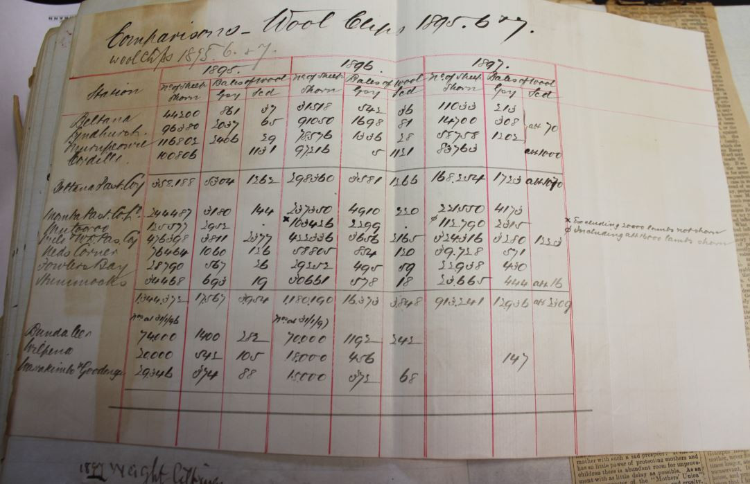 Comparisons of wool clips, 1895-7