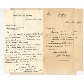 Arthur W Jose - University of Sydney - Application for vacant Hughes Professorship of English