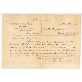 Frederic Chapple - Prince Alfred College - Kent Town - Notice to be Given by Candidates Who Wish to Compete for University Scholarships 1895