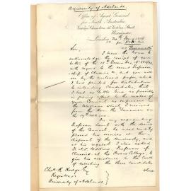 Thomas Playford - The Agent General - Victoria Chambers 15 Victoria Street Westminster London - Report re applications for Hughes Professorship of Classics