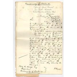 Thomas Playford - The Agent General - Victoria Street Westminster London - Forwarding remainder of applications Hughes Professorship Classics