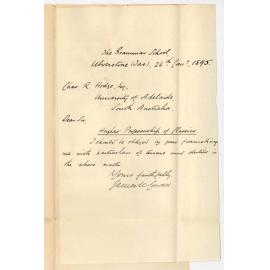 James M Cowan - Grammar School Ulverstone Tasmania - Ask for particulars of Hughes Professorship of Classics