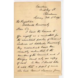 P Ansell Robin MA BA - Edistan Audley Street Petersham - Application for Classical Lectureship for March April May