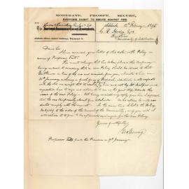 George Young - Secretary London and Lancashire Fire Insurance Company Waymouth Street - New Policy being issued to Professor Ralph Tate