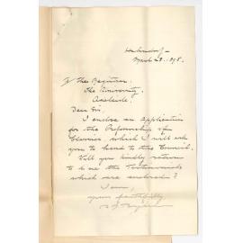 Douglas John Byard - Hahndorf - Application for Hughes Professorship of Classics