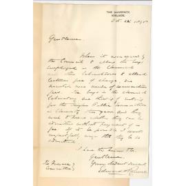 Professor Edward Henry Rennie - Re examination fees for boys employed in Laboratory
