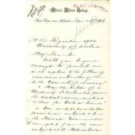Frederic Chapple - Prince Alfred College - University Scholarships Medical Arts and Science Degrees - Compulsory Subjects in the Matriculation Examination