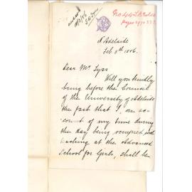 Miss Edith Dornwell - Asking Exemption from Lecture for BA Course