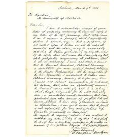 Professor Edward Vaughan Boulger - Adelaide - Gratuitous Lectures on Political Economy - Resignation of Same