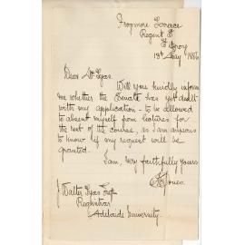 Albert E Jones - Fitzroy Victoria - Exemption from Lectures
