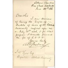 Alexander Melrose - Pirie Street Adelaide - Conferring of LLB