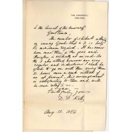 Professor David Frederick Kelly - The University - Suggesting that Eveing Greek Class lectures are reduced to once a week due to a fall in numbers