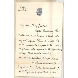 Chief Justice - Adelaide - Affiliation Roseworthy Agricultural College