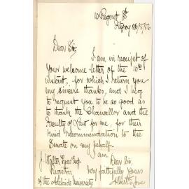 Albert E Jones - Fitzroy Victoria - Exemption from Attendance on Lectures