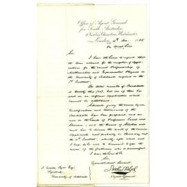 Arthur Blyth - Office of Agent General for South Australia - London - Applications for the Professorship of Mathematics