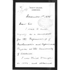 Arthur Blyth - Office of Agent General for South Australia - London - Selection Professor of Mathematics