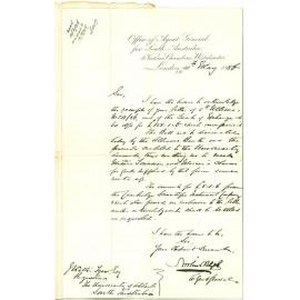 Arthur Blyth - Secretary - Office of Agent General for South Australia - London - Receipt of First of Exchange for £158-1-6