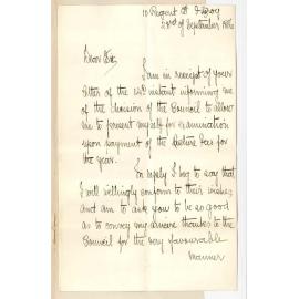 Albert E Jones - Fitzroy Victoria - Resolution of Council to Admit Mr Jones to Examination in November