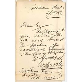 William Symon - Pirie Street Adelaide - Additional Examiner - LLB Examination November 1886 - March 1887 Law of Obligations