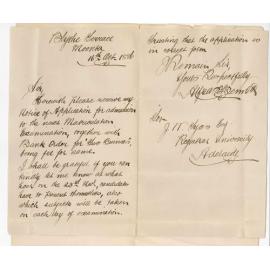 Alfred Bennett - Moonta - Entry for Matriculation Examination