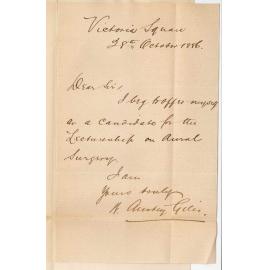 Dr William Anstey Giles - Victoria Square Adelaide - Application for Lectureship on Aural Surgery