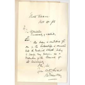 Dr Edward Willis Way - North Terrace Adelaide - Resignation as a Member of the Council
