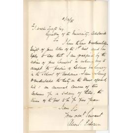 Dr Alexander Stuart Paterson - North Terrace - Thanking Council for Offering him Lectureship on Lunacy