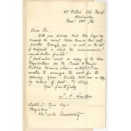 James Henry Lindon - St Peters College - Candidates Certificates Junior and Matriculation
