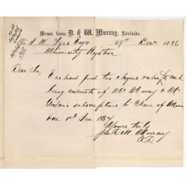 D and W Murray - Adelaide - Subscriptions to the Chair of Music