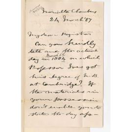 Dr William Barlow - Morialta Chambers - Victoria Square - Date of Professor Ives Degree at Cambridge