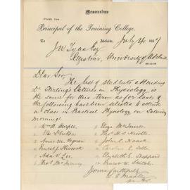 Lewis George Madley - Principal of the Training College - College Students for Second Term Lectures and Practical Physiology Class